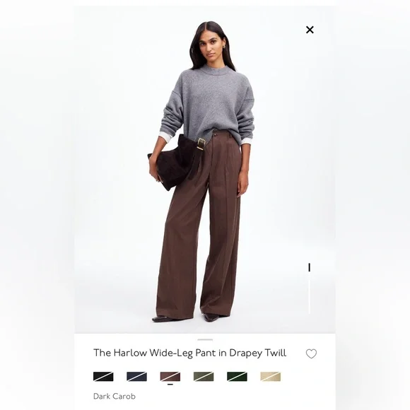 Harlow Wide Leg Pant in Drapey Twill - Madewell - Picture 1 of 6